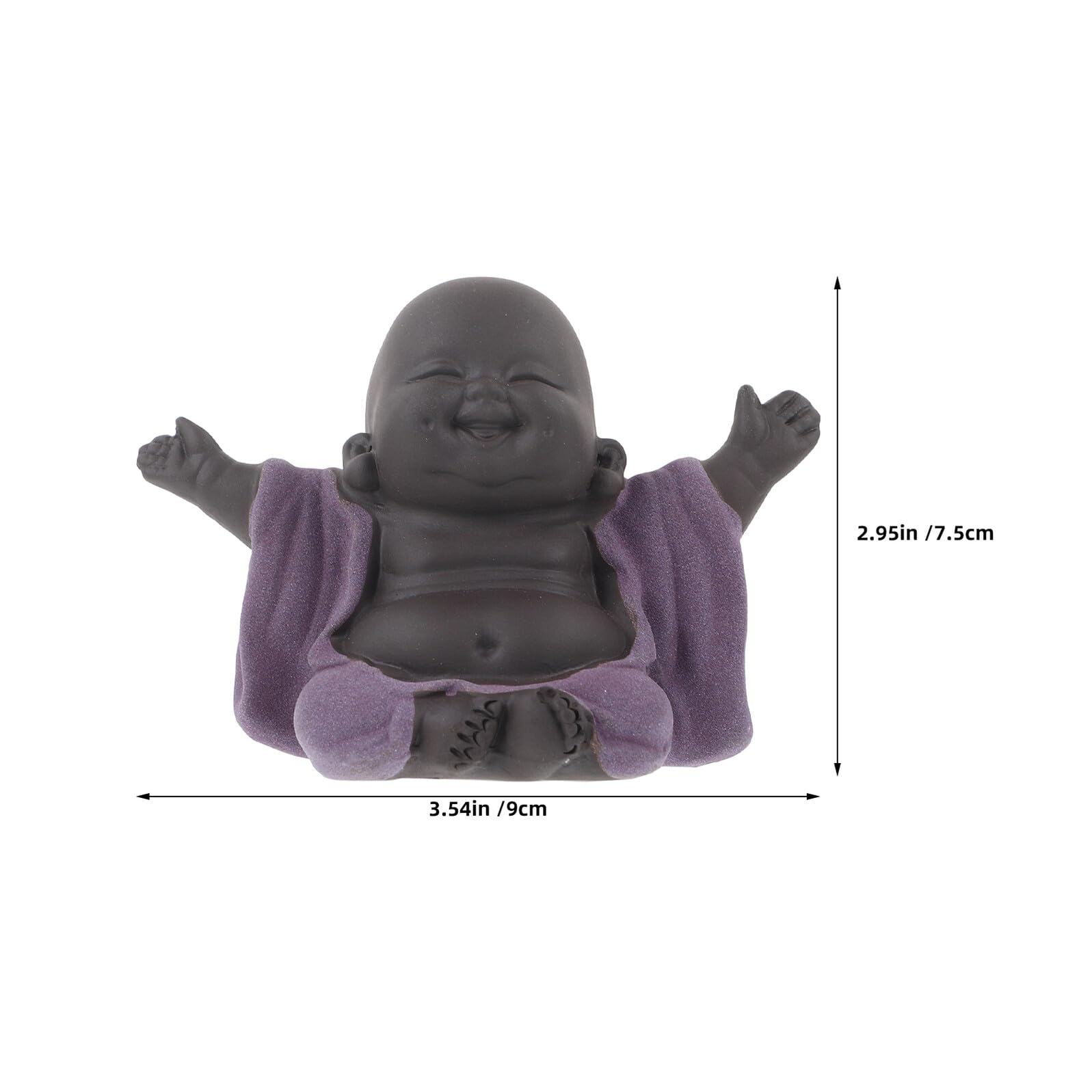 Statua di Buddha Sorridente Ornamento Classico Eleganza Artigianale in Argilla Viola 2, Decorazione da Tavolo Versatile per Ufficio e Casa