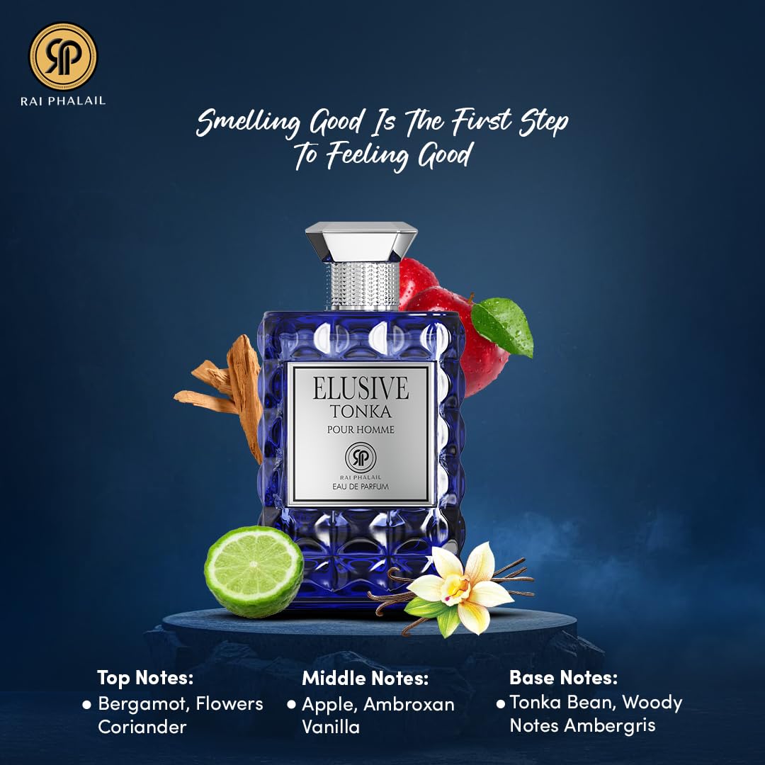 Elusive Tonka Pour Homme Eau De Parfum for Men – Long Lasting Woody Amber Scent with Bergamot, Tonka Bean & Vanilla – Premium Masculine Fragrance - Image 3