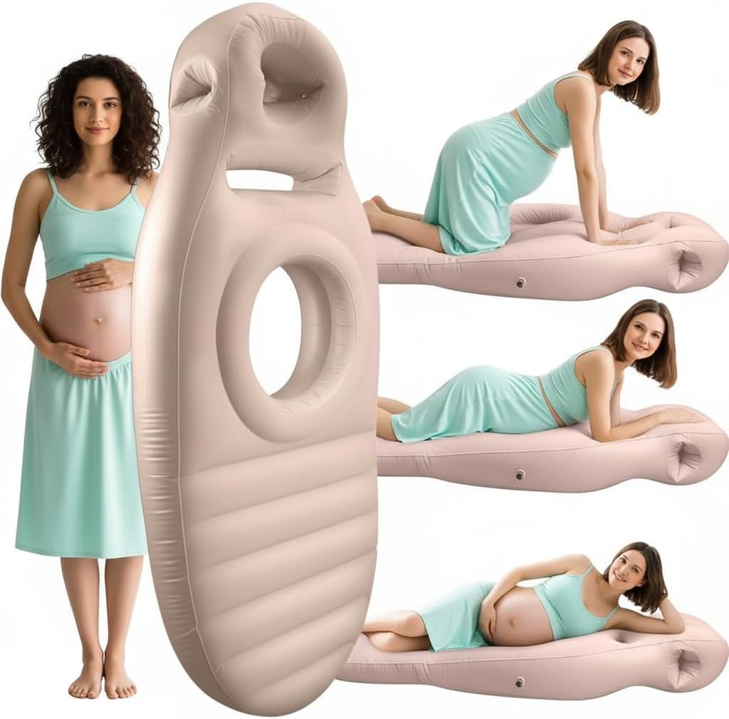 Inflatable Pregnancy Pillow - Full Body Maternity Airbed with Belly/Head Hole, Relieves Back Pain- Pregnancy Belly Pillow- Comfortable Support for Pregnant Women, for mom to be