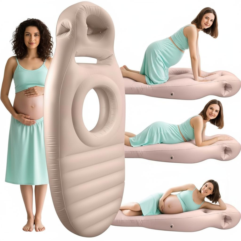 Inflatable Pregnancy Pillow - Full Body Maternity Airbed with Belly Head Hole Relieves Back Pain- Pregnancy Belly Pillow-