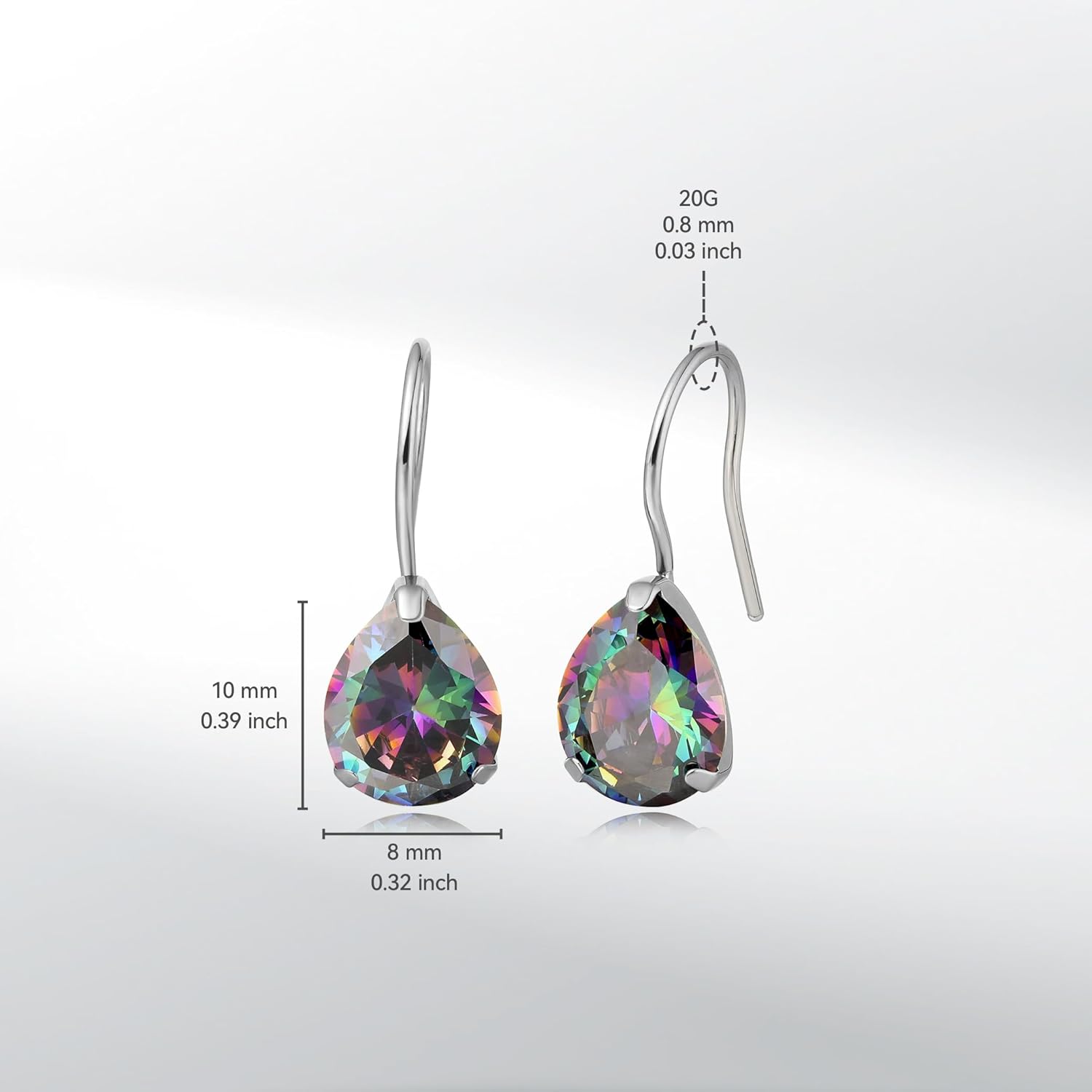 Limerencia Hypoallergenic Pure Titanium Cubic Zirconia Dangle Hoop Earrings, Water drops CZ/Opal Lightweight Drop Earrings for Sensitive Ears Women - Image 3