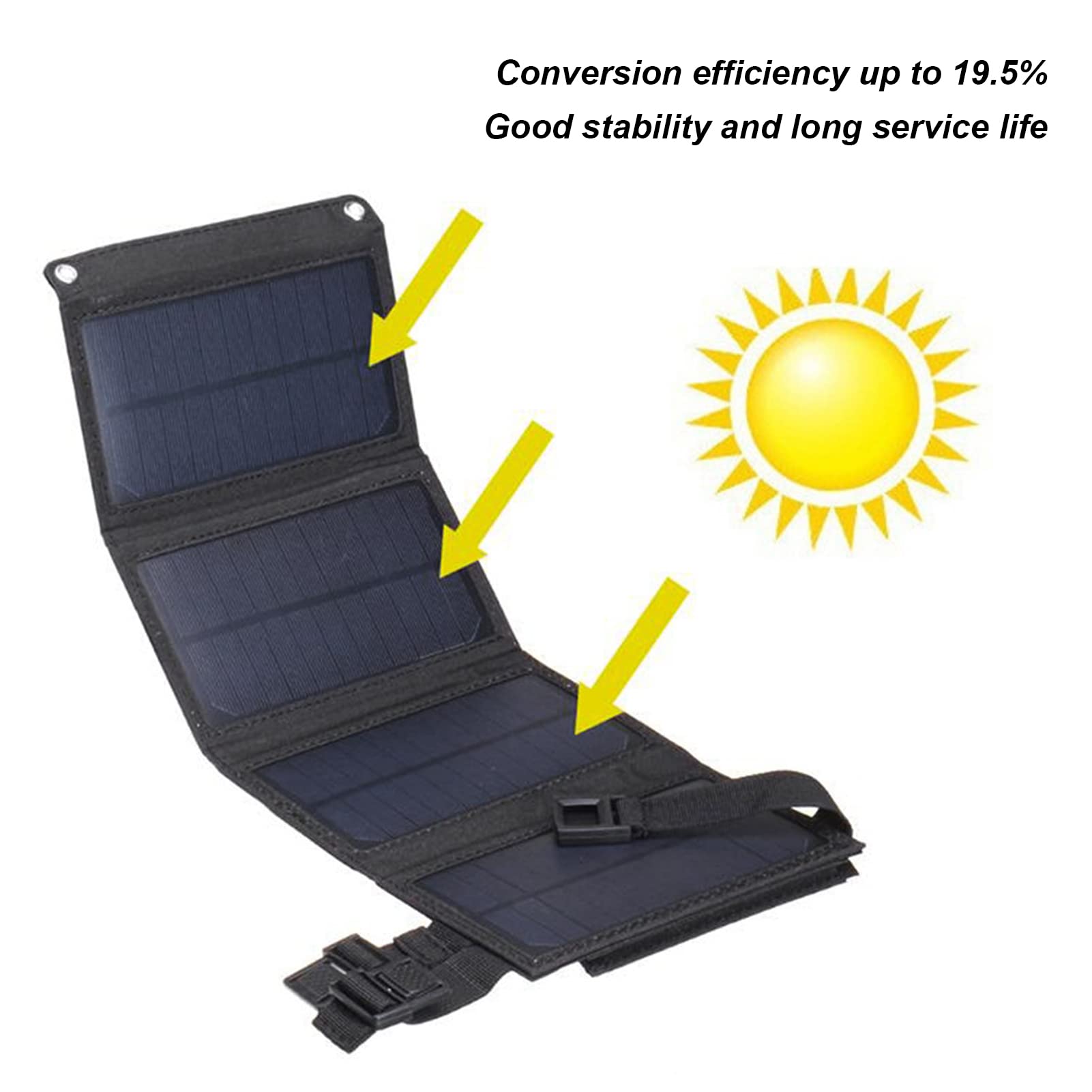 Panel Solar Plegable, Carga Rápida y Energía Renovable, Cargador de Batería Móvil 20W USB 5V, Diseño Ligero Portátil para Campamentos, senderismo, picnics, escalada al aire