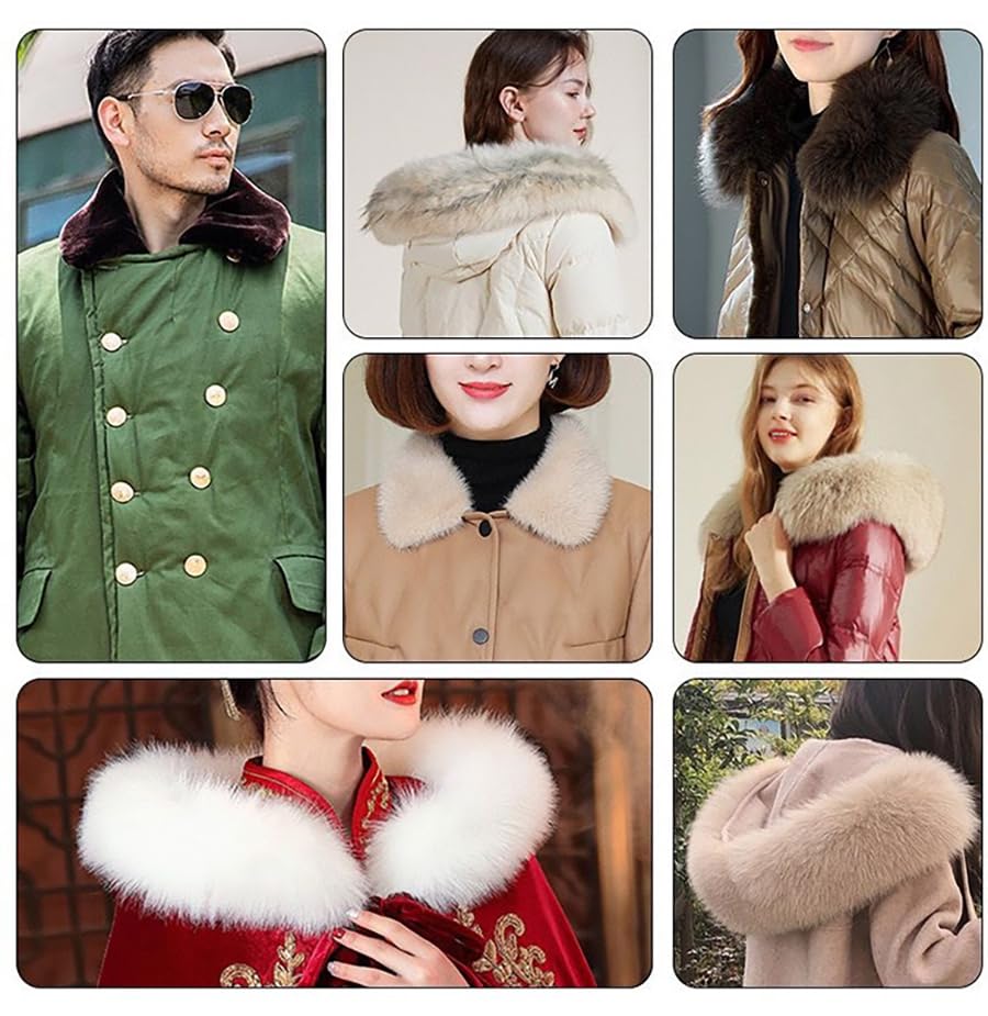 BrightGlow Kapuzenfell Kragen aus Kunstpelz für den Winter Wärm Fellkragen für Kapuze Winter Schal Kunstfell Pelzkragen Fellimitat Fuchs Pelzkragen Fauxpelzkragen für Kapuze Wintermantel Rot 75CM