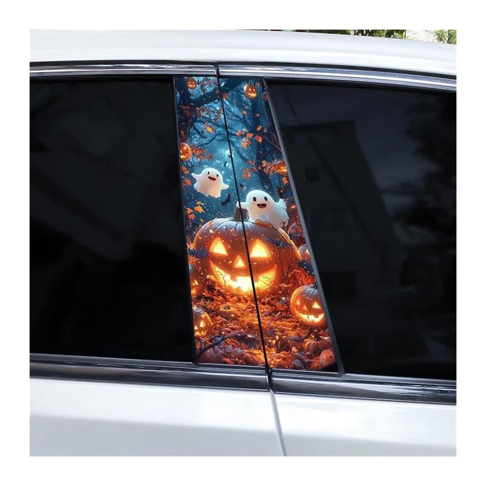 Body Parts 2pcs Car Center Pillar Sticker Ghost Waterproof Protective Film(C)