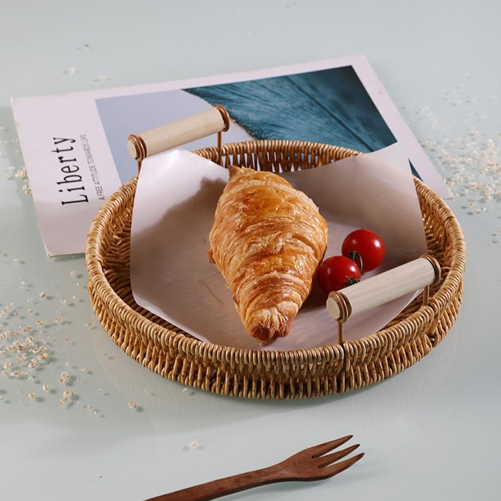 Cesto Portaoggetti In Rattan Intrecciato A Mano - Per Pane, Frutta, Decorazione Casa E Ufficio
