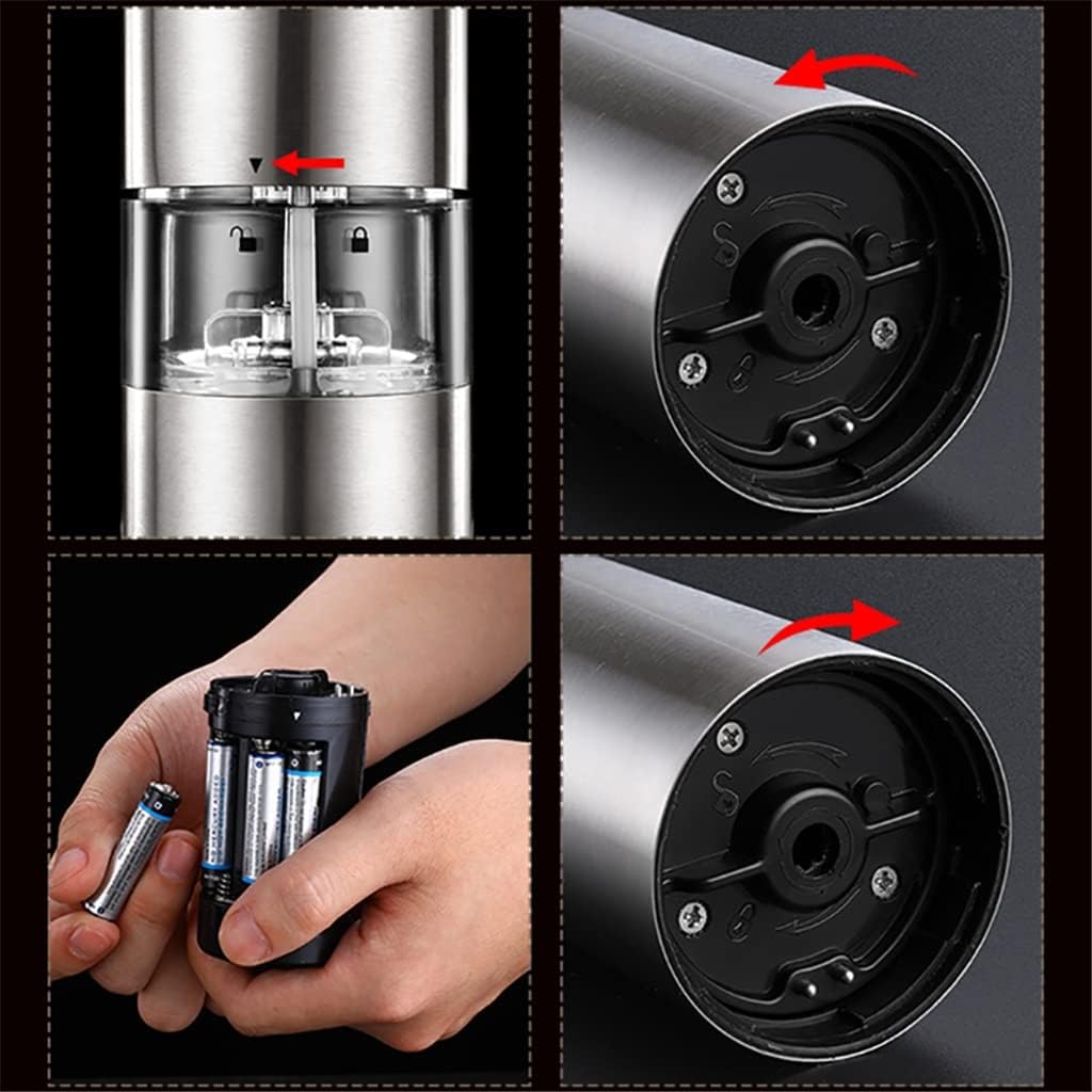 Electric Automatic Mill Pepper and Salt Grinder LED Light Peper Spice Grinders Seasoning Grinding Mill Kitchen Cooking Tools(D)