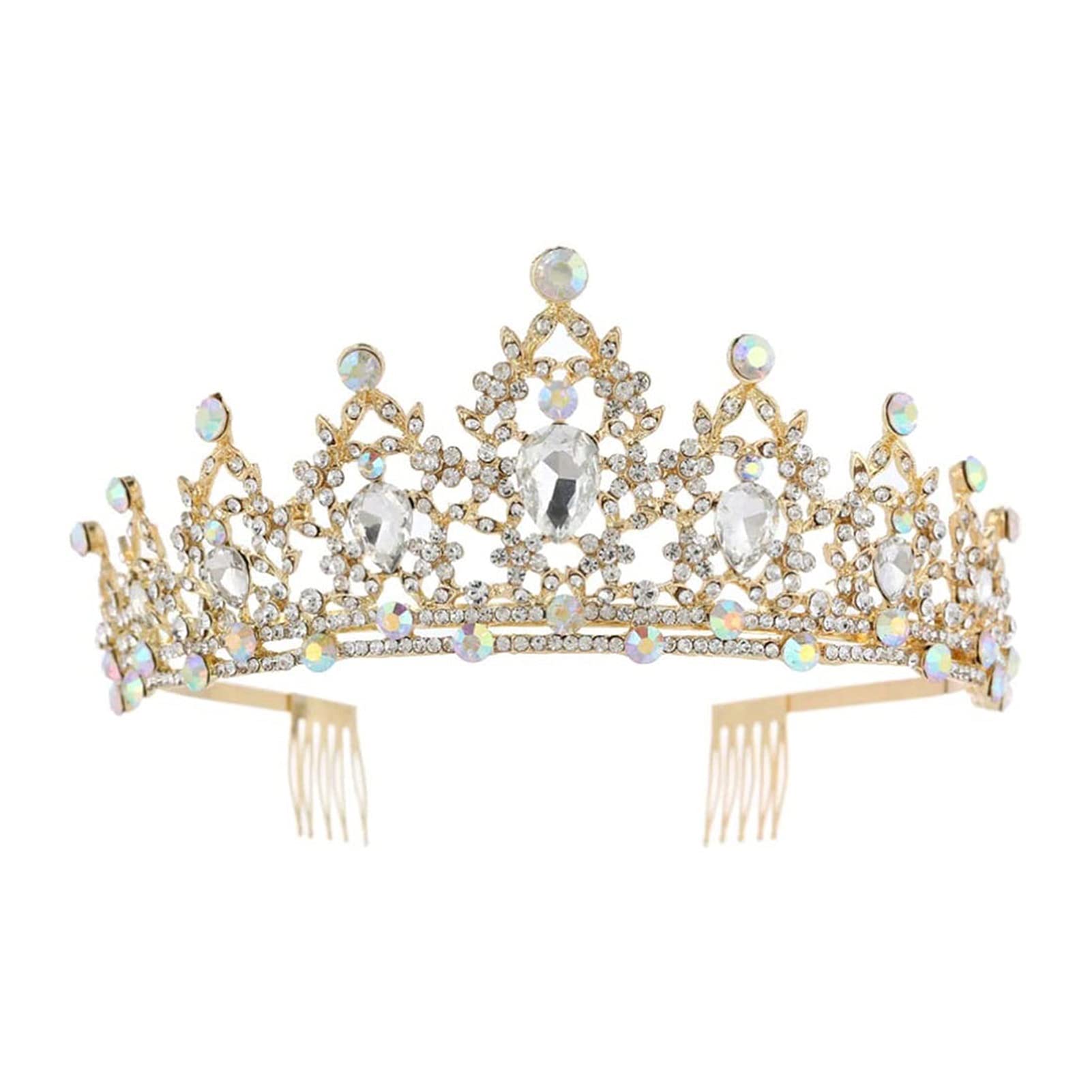 FLXHSA Tiaras y Coronas para Mujer, Tiara de Boda para Novia, Corona de cumpleaños para Adulto, Accesorios para el Cabello con Diamantes de imitación para Desfile de graduación