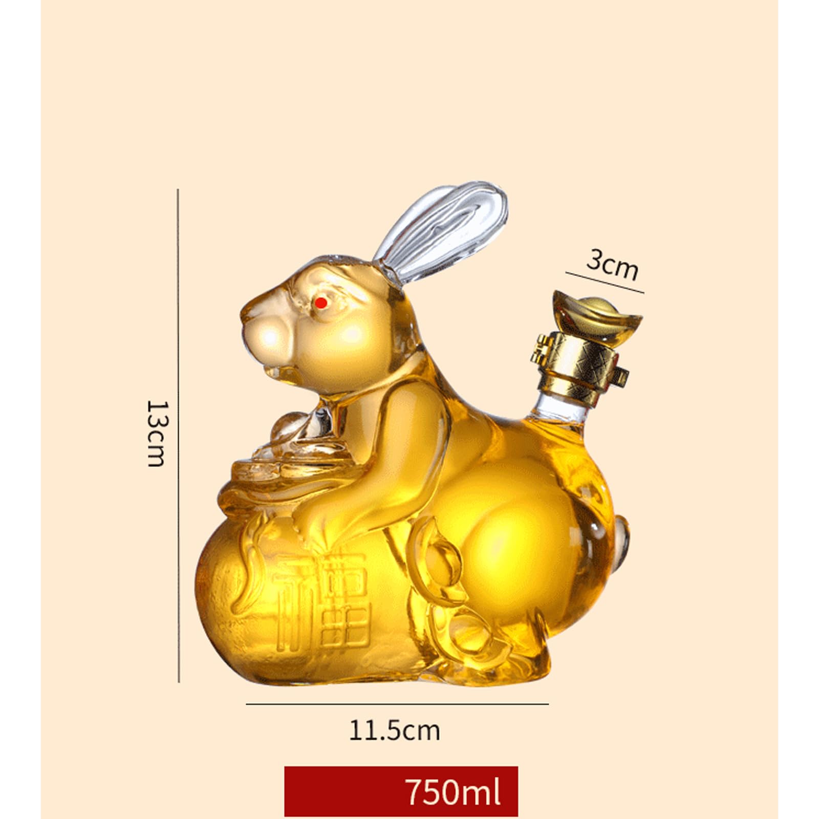 bottiglia per liquori a forma di animale, Decantador Zodiaco Cinese Coniglio Decanter for Whisky Bottiglia di