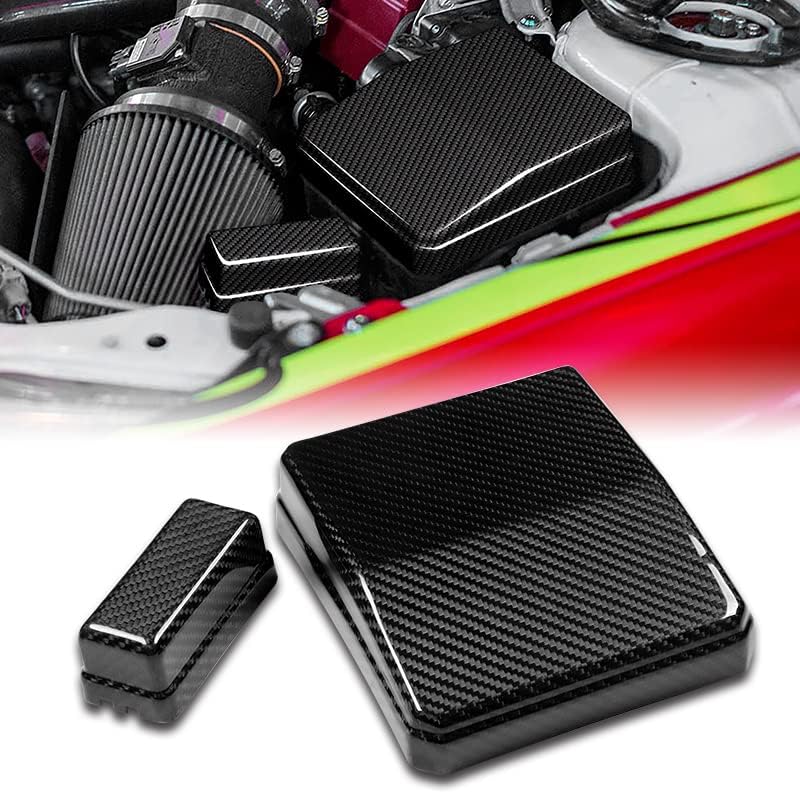 HYPERSPEED Real Carbon Fiber Engine Bay Fuse Box Cover 2PCS Fit for 2008 2009 2010 2011 2012 2013 2014 2015 Mitsubishi Evolution X EVO 10, Car Mods Accessories, Automotive Replacement Parts Assembly
