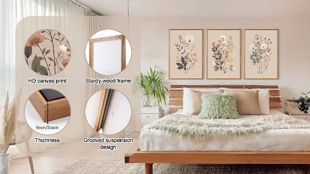 Amazon.com: CHDITB Botanical Flower Framed Canvas Wall Art Set Of