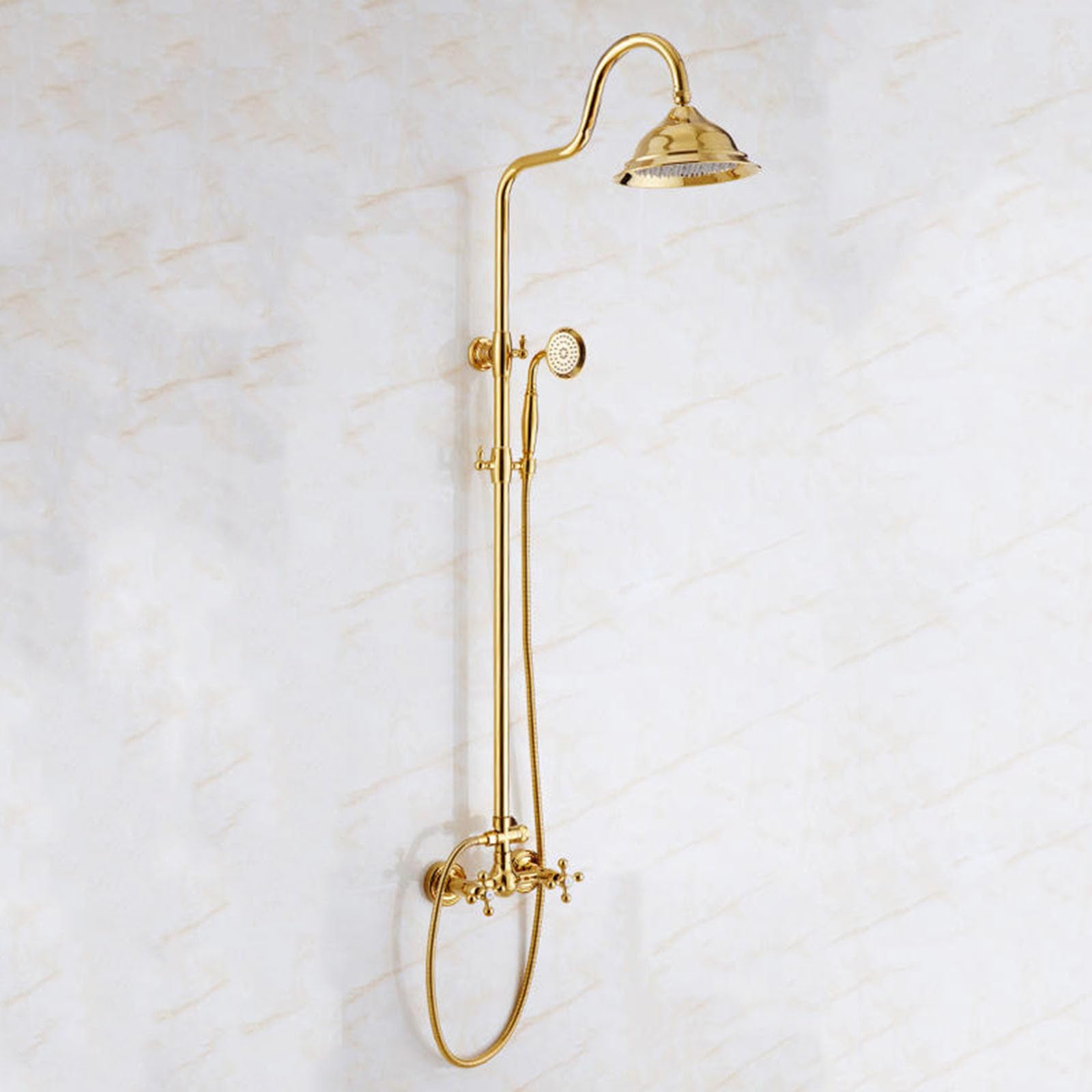 Ensemble de douche rétro or encastrable en laiton pour une salle de bain de luxe