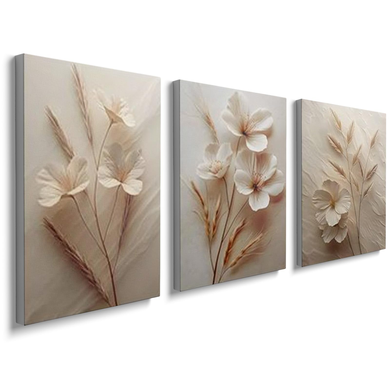 prinfantasy Room Decor Set of 3 Abstract Wall Art Canvas Prints Pictures for Living Room Neutral Paintings Home Office Minimalist Posters Wooden Framed Artwork Decorations H0911