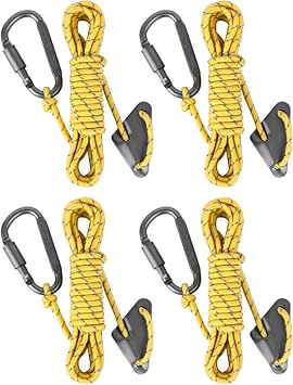 4Pcs Reflective Tent Guy Rope Outdoor Tent Guide Rope with Locking Carabiner Clip Winds Line for Awning Camping Enduring