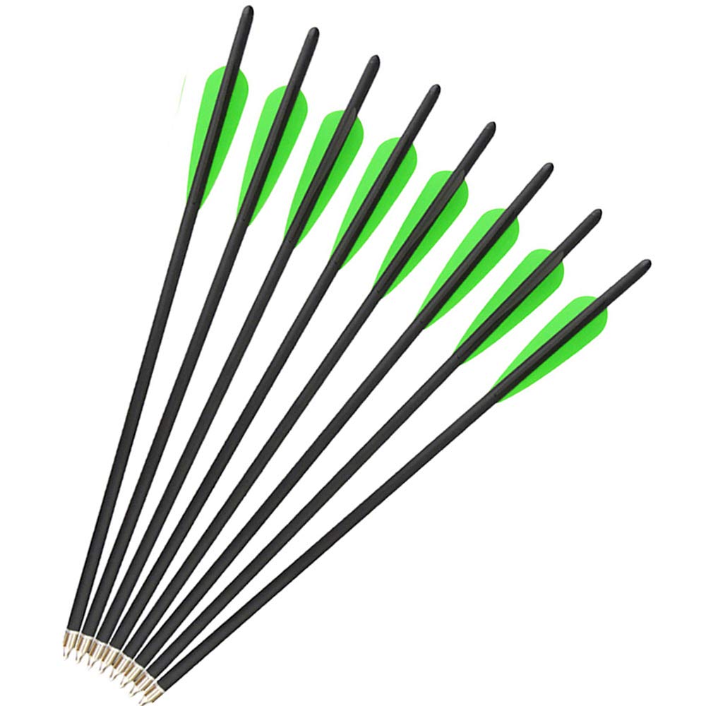 SHARROW 16" Carbon Crossbow Bolts 17" Hunting Arrows with 4" Vanes Replaceable Tips for Archery Practise Crossbow Arrows (Green 2, 16 inch)