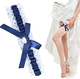 Brautstrumpfband, Blau Weisses Strumpfband für Hochzeit, Blaues Strumpfband Hochzeit,Braut Geschenk, Damen Spitze Bein Strumpfband, 35-60cm, Valentinstagsgeschenk Für Ihn