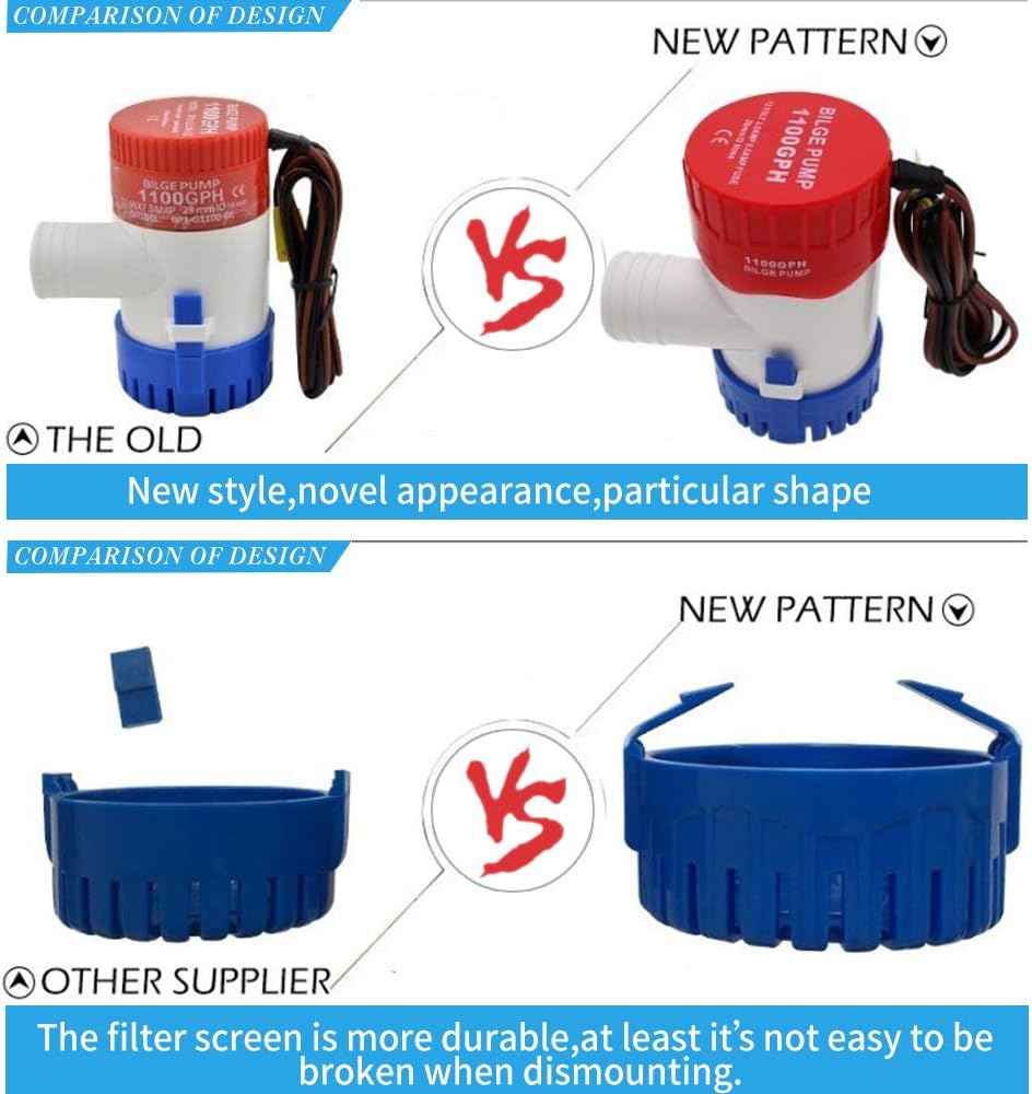 Submersible Boat Bilge Water Pump 12v 1100gph Non-Automatic Marine Electric Bilge Pump for Ponds, Pools, Spas Silent, Boat Caravan RV Submersible : Sports & Outdoors