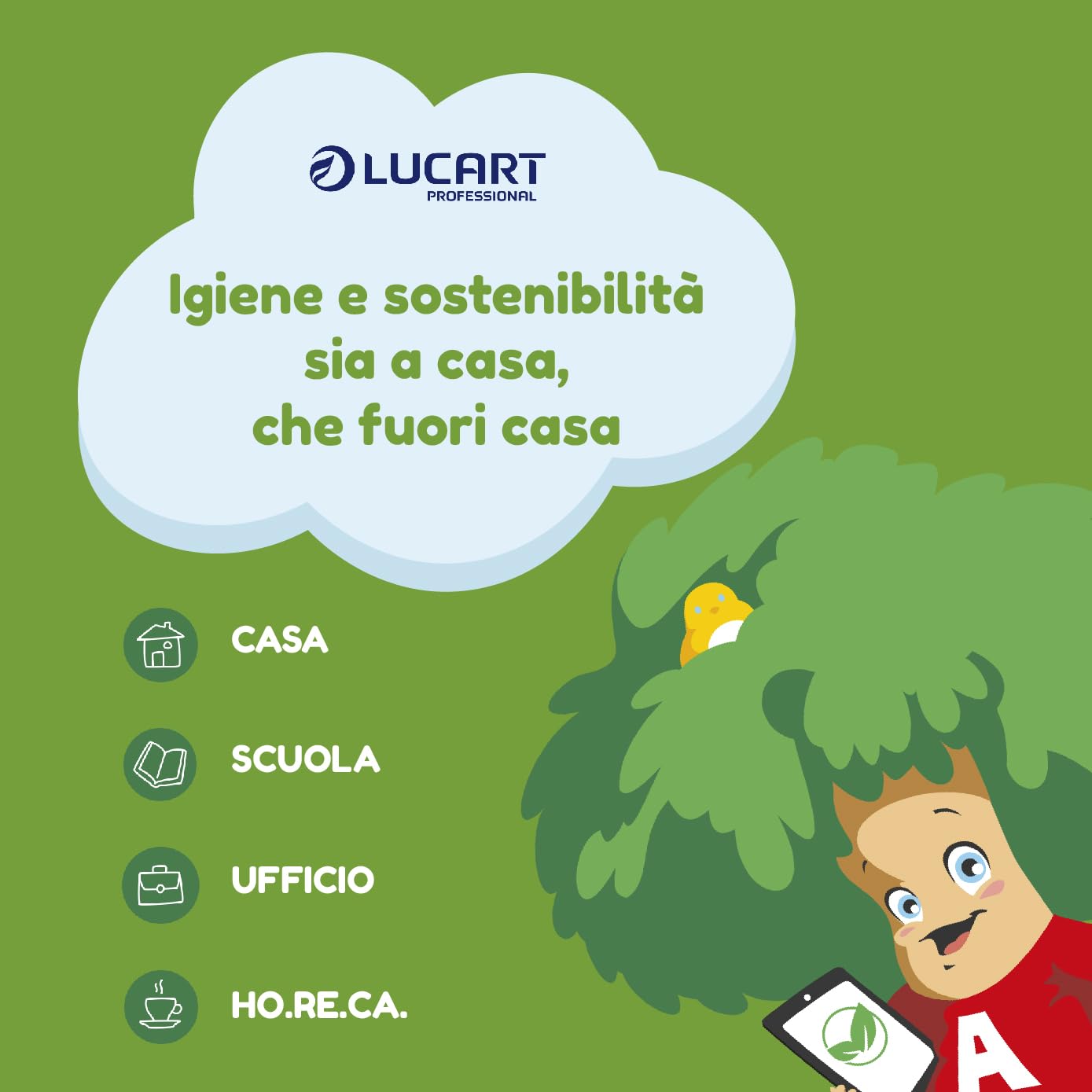 Lucart Professional, Confezione da 6 Rotoli Jumbo di Carta Igienica Ecologica, 2 Veli, Morbida e Consistente, 100% Riciclata, Certificata FSC Recycled, Color Bianco