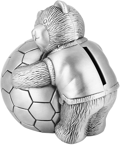 Miniatura 2 de Hucha de metal con diseño de oso pequeño con caja de dinero de fútbol, hucha de ahorro para decoración del hogar para niños