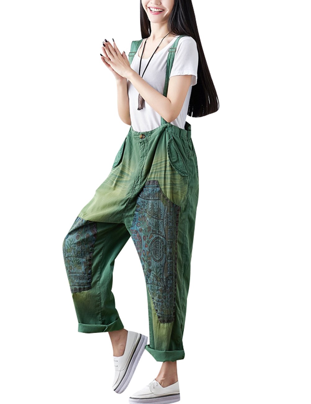 Youlee Mujer Verano Monos de mezclilla Trajes de trabajo con bolsillos