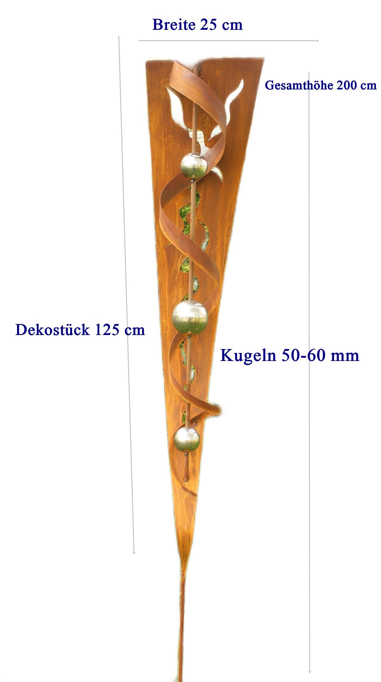 Gartendeko Rost Stab Andrea mit 3 Edelstahlkugeln Geschenkidee