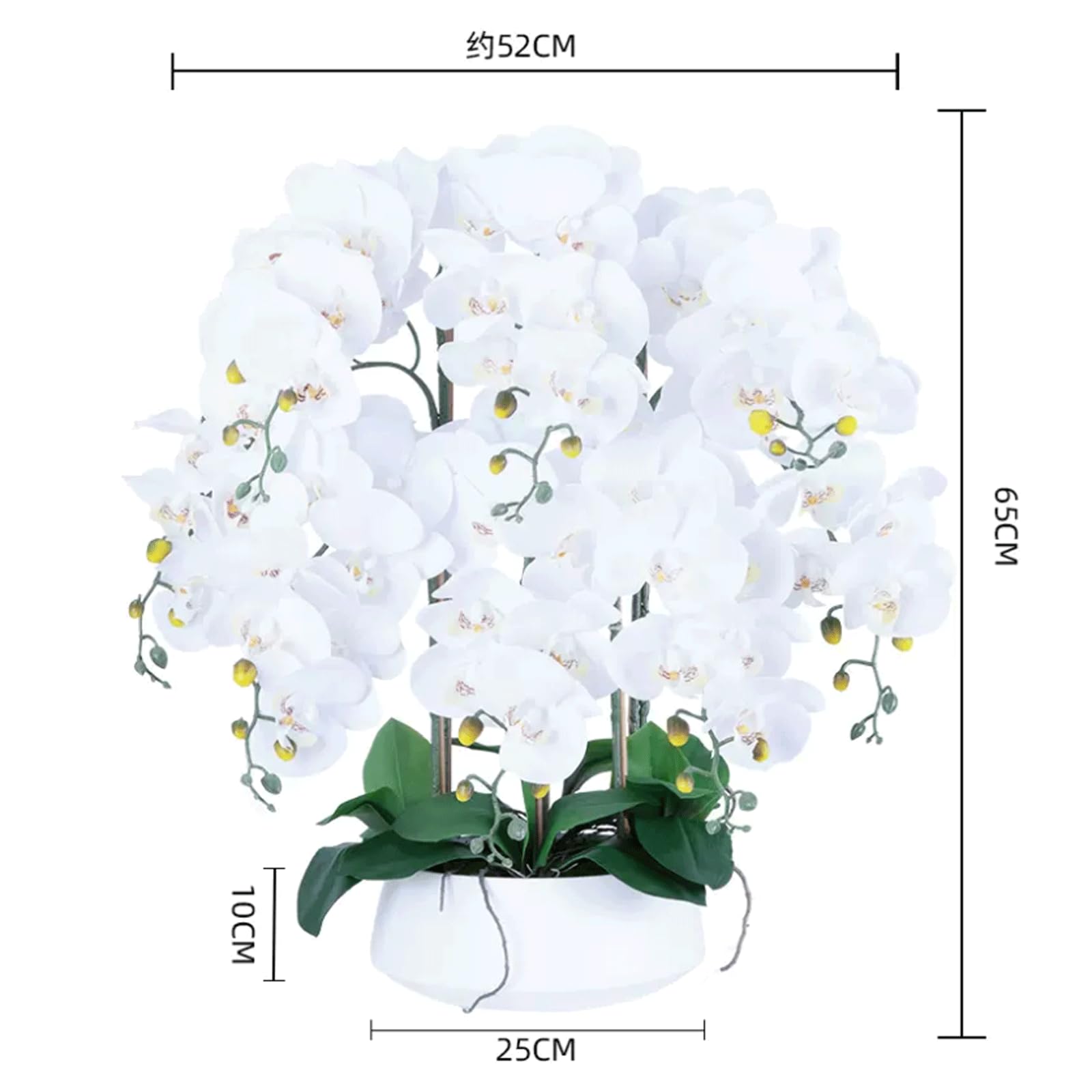 Orchidées artificielles en Soie avec Vase, Fausse décoration Florale, orchidée Artificielle de 47 cm, Fleurs de phalaenopsis artificielles, Fleurs artificielles