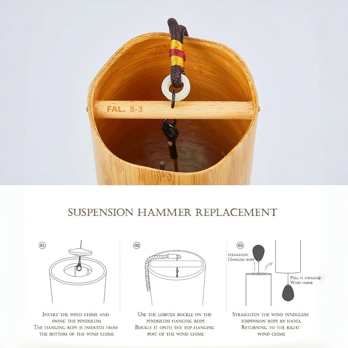 Fay Bless Bamboe windgong - 8 staven afgestemd op Dm (D/F/A/G) - windbel voor tuin, terras, zen-meditatie en ontspanningsdecoratie (YellowBamboo Fay Bless Bamboe windgong - 8 staven afgestemd op Dm (D/F/A/G) - windbel voor tuin, terras, zen-meditatie en ontspanningsdecoratie (YellowBamboo