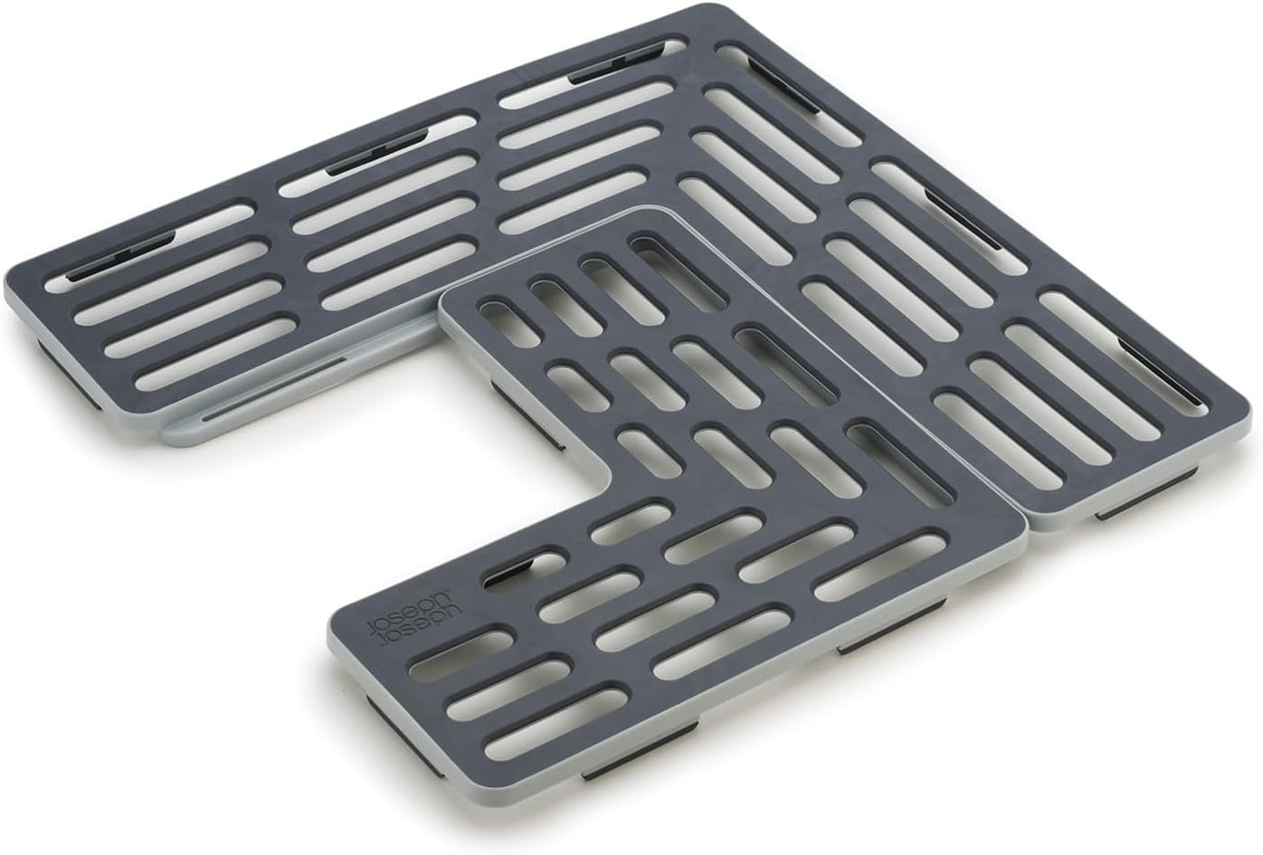 Sink Saver- 2 Piece Adjustable Kitchen Sink Protector Mat with Non Slip feet, Grey