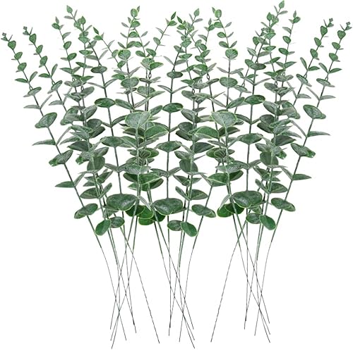 Sivya 40 tallos artificiales de eucalipto sintético, hojas de eucalipto artificiales para jarrón, ramo de boda, centro de mesa, decoración del hogar Sivya 40 tallos artificiales de eucalipto sintético, hojas de eucalipto artificiales para jarrón, ramo de boda, centro de mesa, decoración del hogar