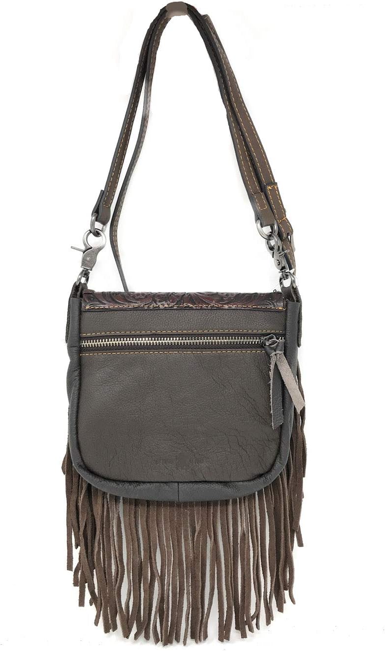 Texas West Western Genuine Leather Cowgirl Crossbody Messenger Fringe Laser Cut Purse Bag in 5 colors