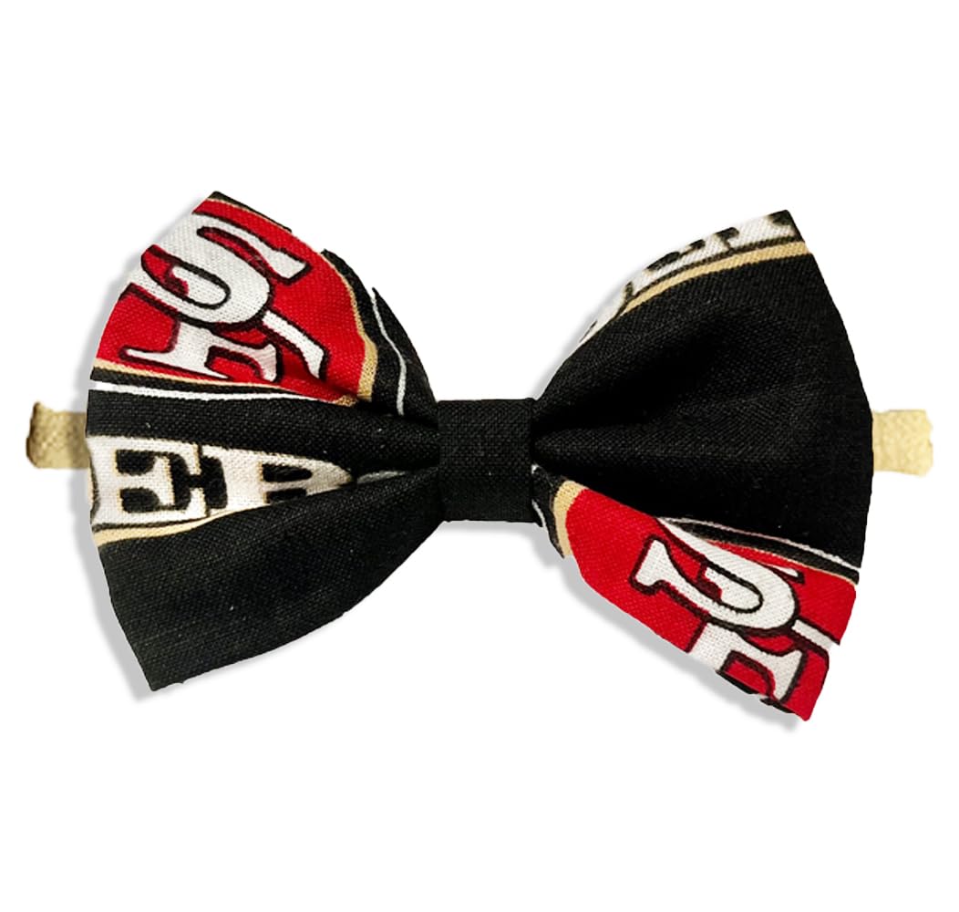 San Francisco Football Newborn Baby Girl To Toddler Nylon Headband Bow - Made In USA