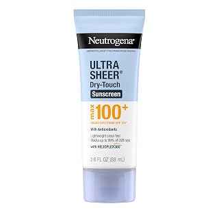 Neutrogena Ultra Sheer Dry-Touch Sunscreen Lotion, Max 100+ Broad Spectrum SPF 100 UVA/UVB Protection, Lightweight, Non-Greasy Sunscreen, Oxybenzone-Free, Antioxidant, Travel Size, 3 fl oz - Amazon product rated Grade A
