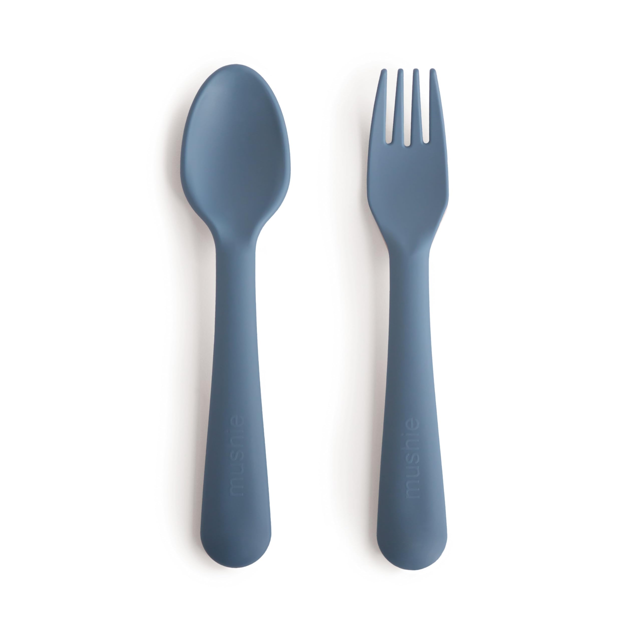 mushie Flatware Fork and Spoon Set For Kids | Made in Denmark (Twilight Blue)