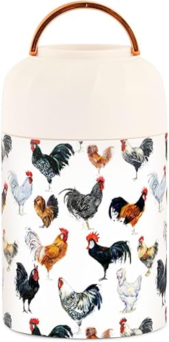 Miniatura 2 de MCHIVER Roosters - Tarro de comida con cuchara de acero inoxidable aislado al vacío, contenedor de alimentos de 17 onzas para almuerzo