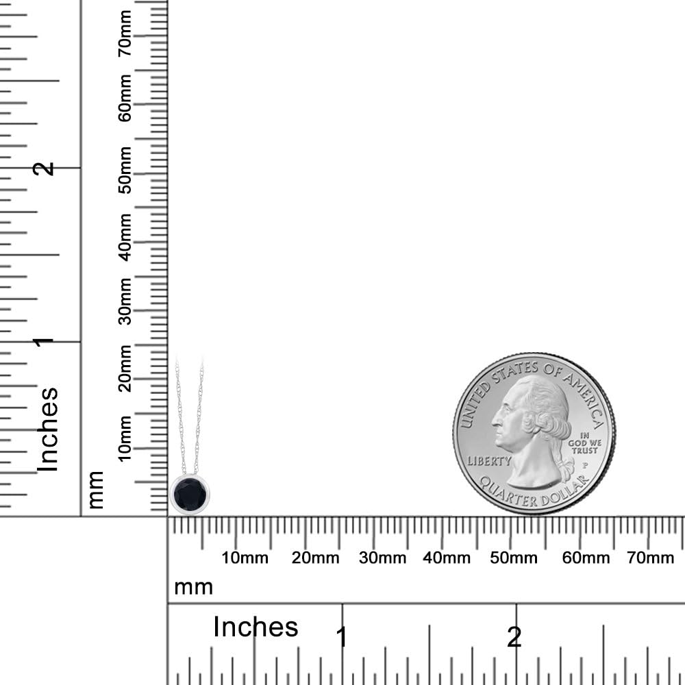 Gem Stone King 14K White Gold Black Onyx Pendant Necklace For Women (0.46 Cttw, Gemstone December Birthstone, Round 5MM, with 18 Inch Chain) - Image 3