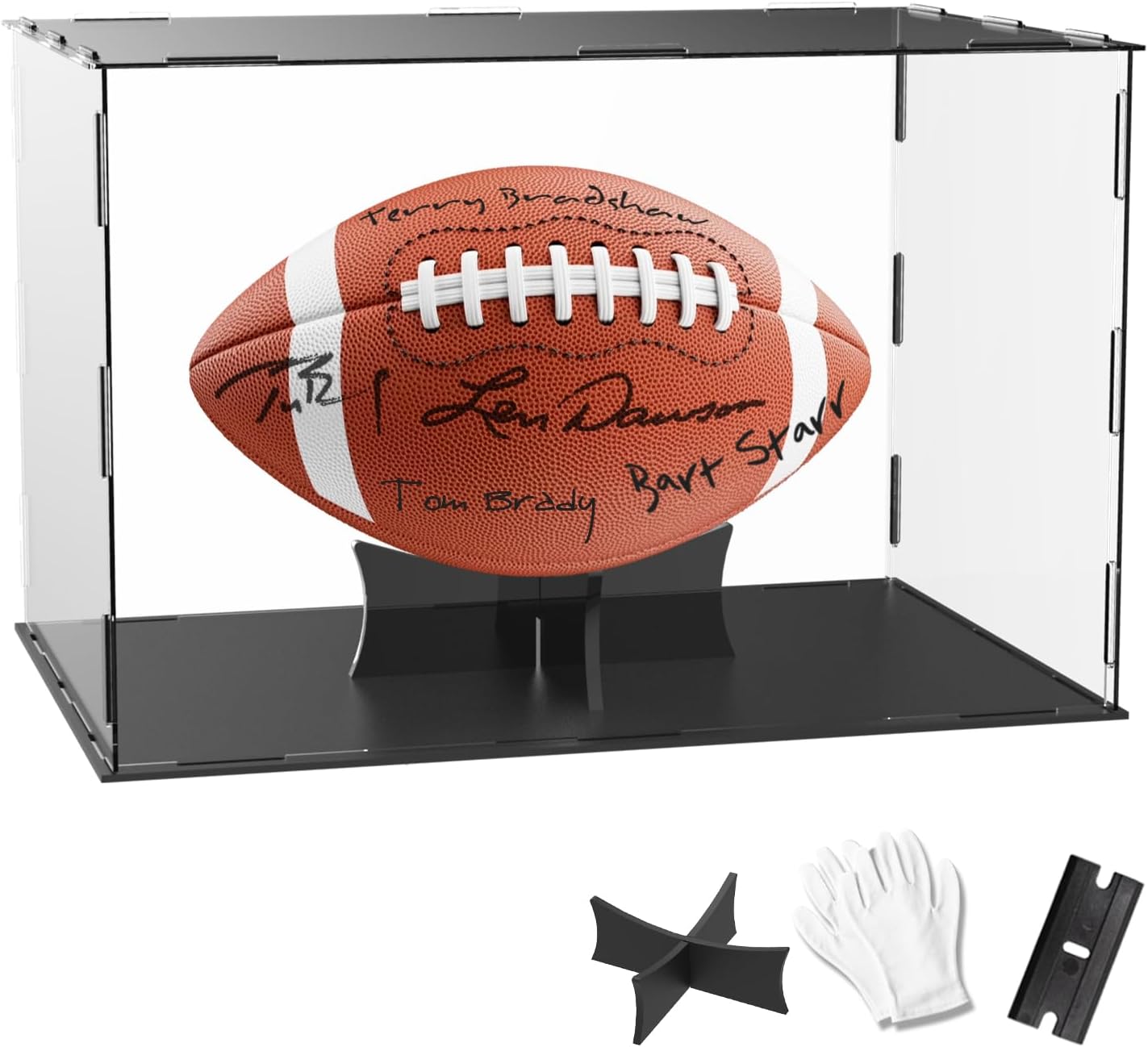 Football Display Case, Acrylic Clear Box With UV Protected & Removable Interior Stand for Autographed Memorabilia, Collectibles, Souvenirs 11.8x7.9x7.9 Inch 11.8x7.9x7.9in