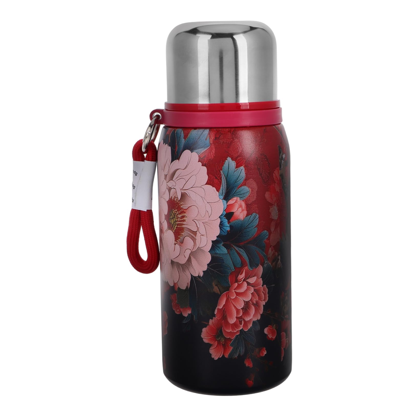 Botella Térmica de Acero Inoxidable 304 de 600 Ml Diseño Floral, Fácil de Limpiar y Portátil para Viajes y Ocasiones de Negocios