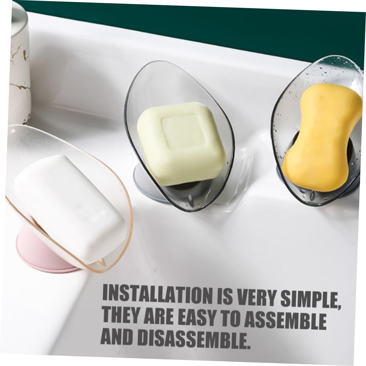 Yardenfun 2Pcs Creative Leaf Shape Soap Holders for Bathroom Kitchen Non Slip Soap Storage Rack Easy Drain Design for Soap Sponge and Brush Organization