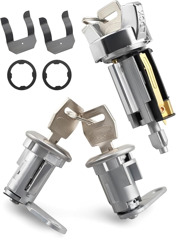 Kit de interruptor de ignição e cilindros de fechadura Quaneguzy para Ford Bronco, F-150, F-250, F-350, Ranger e E-150 1980–1992 – 3 cilindros + 2 pares de chaves