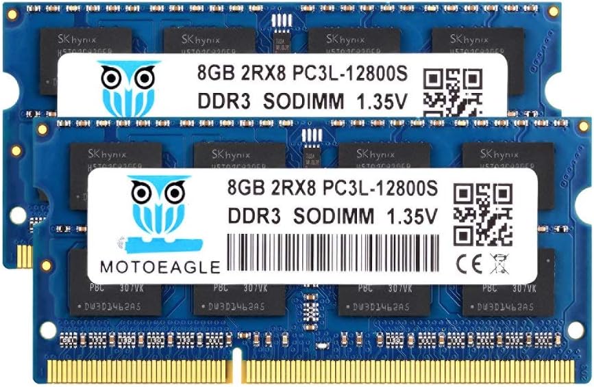 8GB DDR3L-1600 SODIMM 16GB Kit (2x8GB) PC3L-12800S DDR3 1600Mhz 2Rx8 1.35V Dual Rank RAM for Laptop