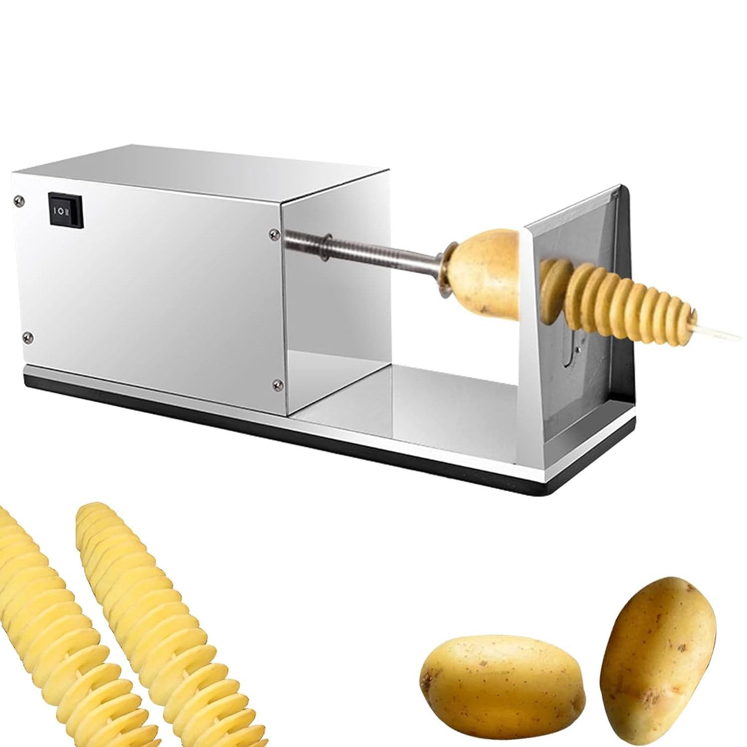 asdchZen Potato Slicer Electric Potato Tornado Spiral Slicer Stainless Steel Automatic Twisted Potato Cutter Machine Vegetable Cutting Machine For Home Commercial Use
