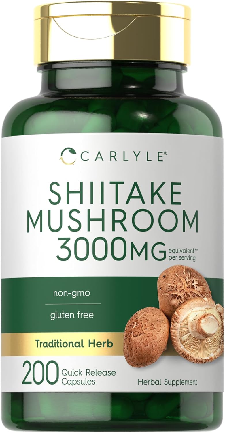 Carlyle Shiitake Mushroom Extract | 3000mg | 200 Capsules | Non-GMO, Gluten Free Carlyle Shiitake Mushroom Extract | 3000mg | 200 Capsules | Non-GMO, Gluten Free