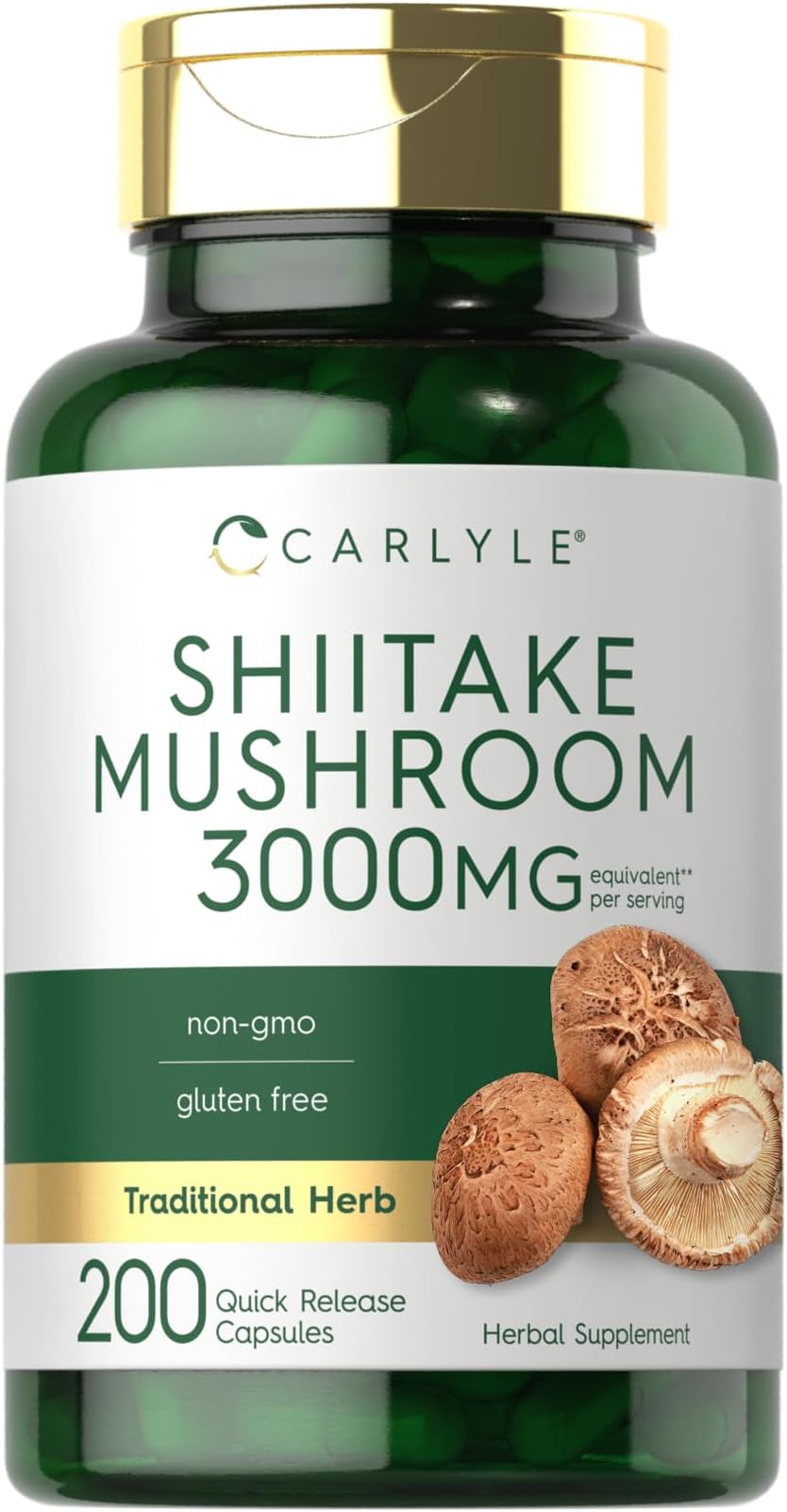 Carlyle Shiitake Mushroom Extract | 200 Capsules | Non-GMO, Gluten Free
