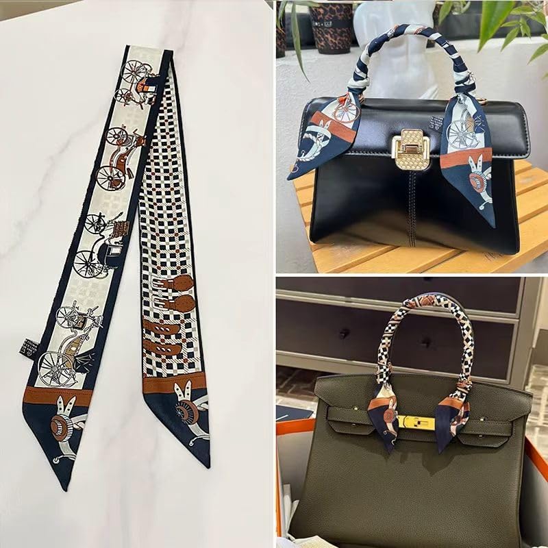 100% Mulberry Silk Scarf for Handbags,Bags, and Purses,1Pcs 2"x35" Hair Ribbon Skinny Neck Scarves for Women - Image 3