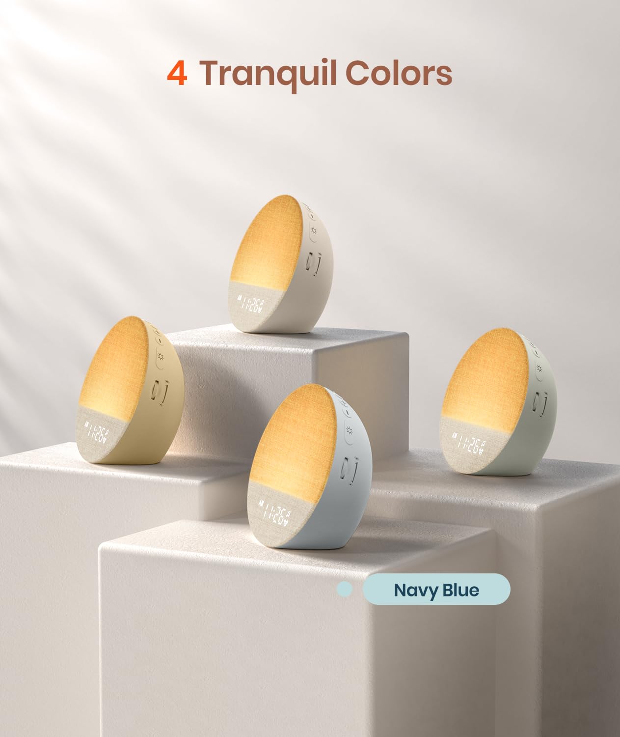 Dreamegg Tageslichtwecker mit Sonnenaufgang-Simulation, Sunrise Alarm Clock with White Noise, Weißes Rauschen Gerät mit 29 Beruhigende Klänge, Dimmbare 9 RGB-Nachtlicht, für Schlafzimmer, Blau
