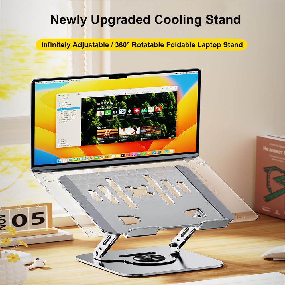 Supporto Di Raffreddamento Per Laptop,Supporto Di Raffreddamento Verticale Per Laptop,Rotazione A 360°,Silicone Antiscivolo,Regolazione Dell'altezza,Capacità Di Carico 10Kg,Per 10-17,3" A