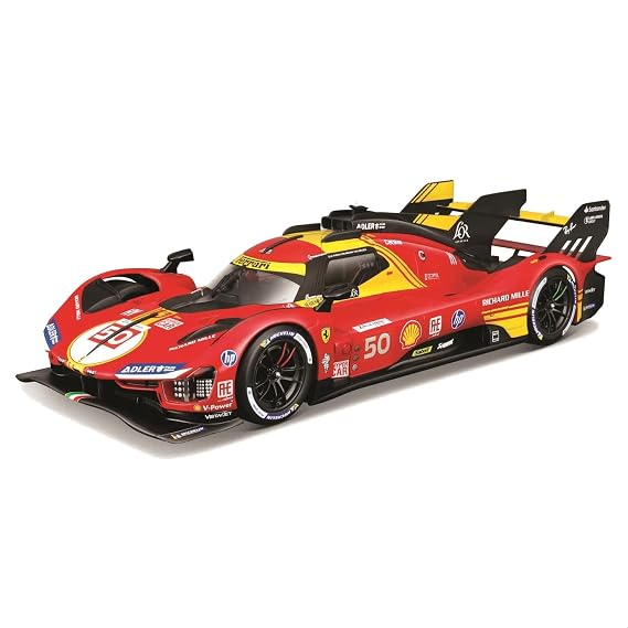 Bburago - Ferrari 499P 24H Le Mans Champion 2024#50 1:24 Scale Diecast Car, Detailed with Opening Doors, Ferrari Licence, Age 14+