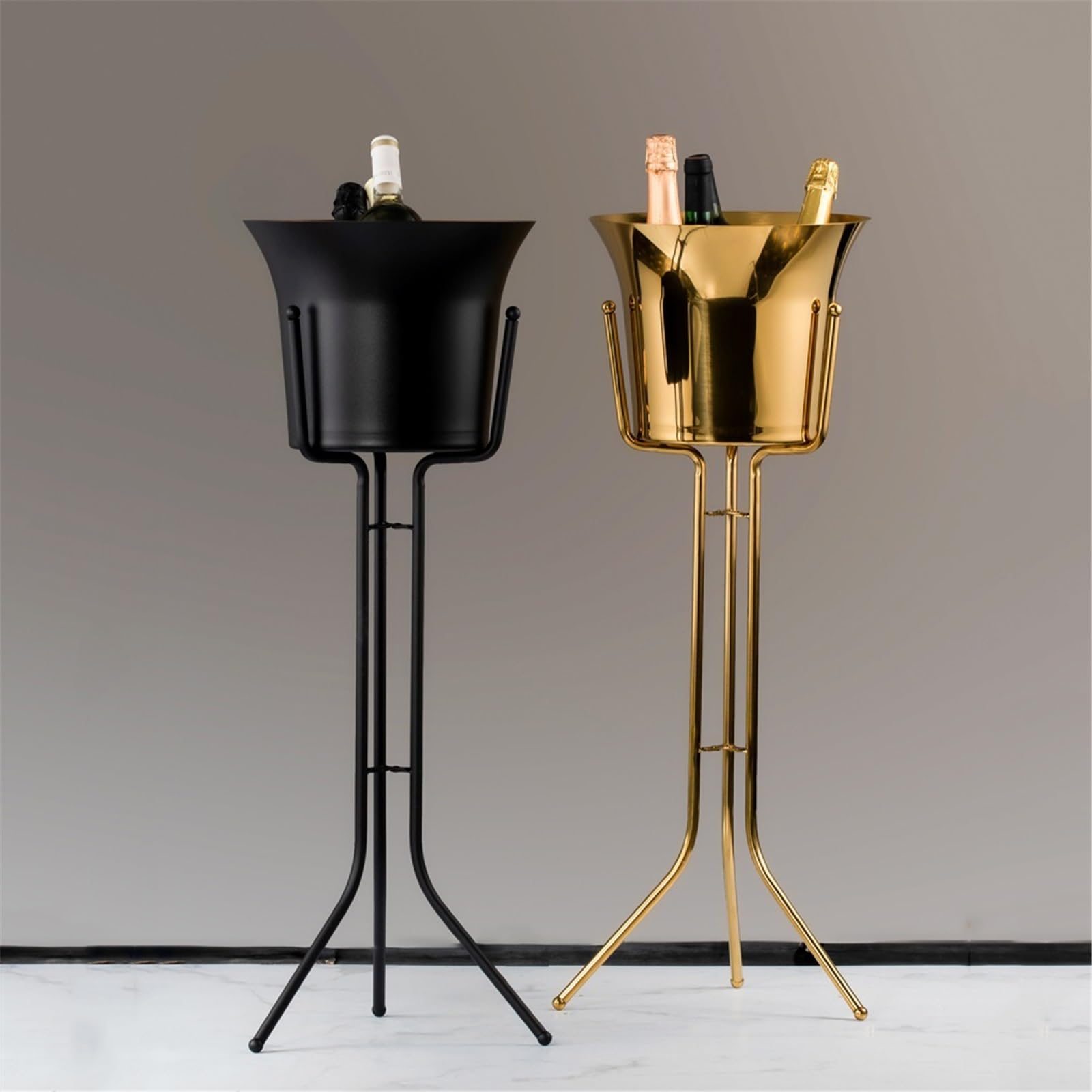 Cubo para Bebidas/Enfriador Cubitera de champán Acero Inoxidable pie, Grande, for Bar y Fiestas Cubo para champán(Silver)