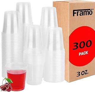 3oz Clear Plastic Cups (300 Pack) Disposable Mouthwash, Bathroom, Espresso Cups Ideal for Whiskey, Drinking Tasting, Food Sample and Party