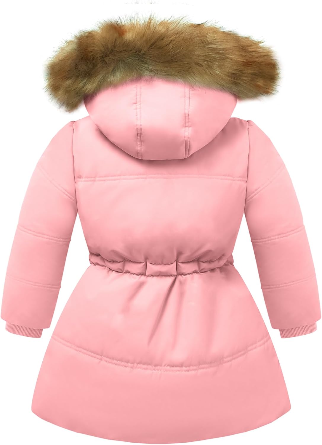 Girls Winter Coat Warm Puffer Jacket Long Fleece Lined Coat With Removable Hood