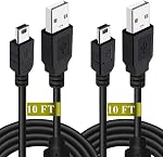 2 Pack 10ft PS3 Controller Charger Charging Cable - Magnetic Ring Design Mini USB Data Sync Cord for PS Move Playstation 3 Dualshock 3 Controllers